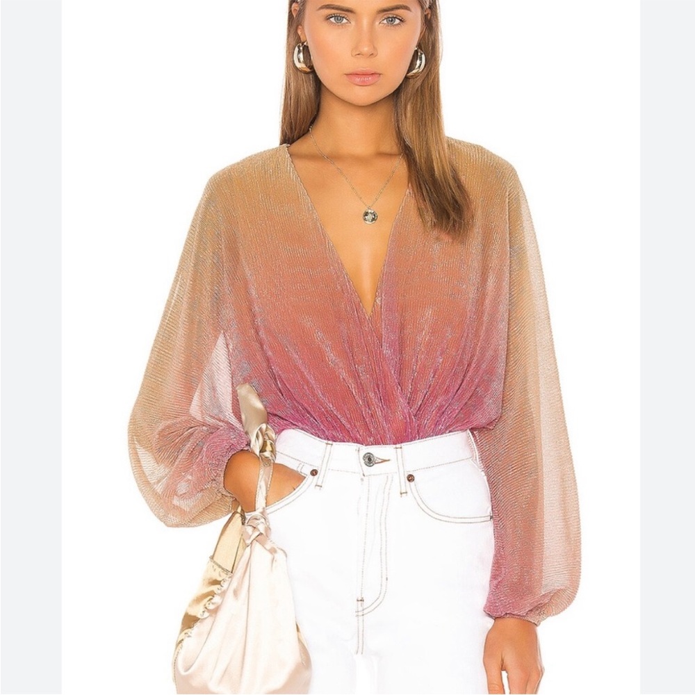 Song of Style | Inez Ombre Bodysuit Top In Sunset Multi Size XS
